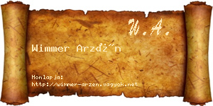 Wimmer Arzén névjegykártya